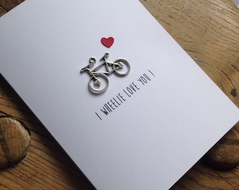 Tarjeta I Wheelie Love You: linda y divertida para los amantes de las bicicletas