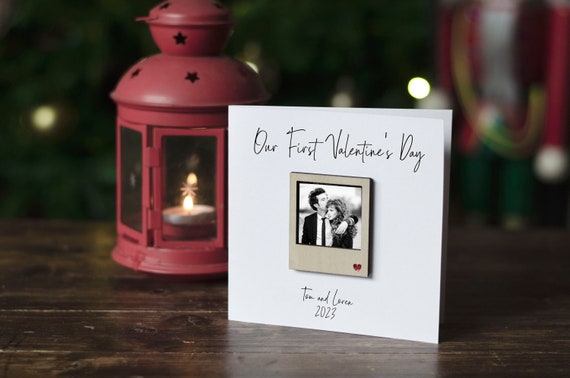 OUR FIRST VALENTINE'S Day / Personalised Polaroid Luxury Card / Add Your Own Photograph