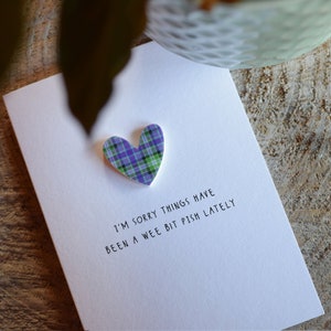 Sorry dat het de laatste tijd een beetje somber was / Luxe Schotse tartan-hartkaart