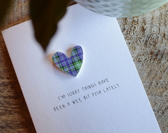 Sorry dat het de laatste tijd een beetje somber was / Luxe Schotse tartan-hartkaart
