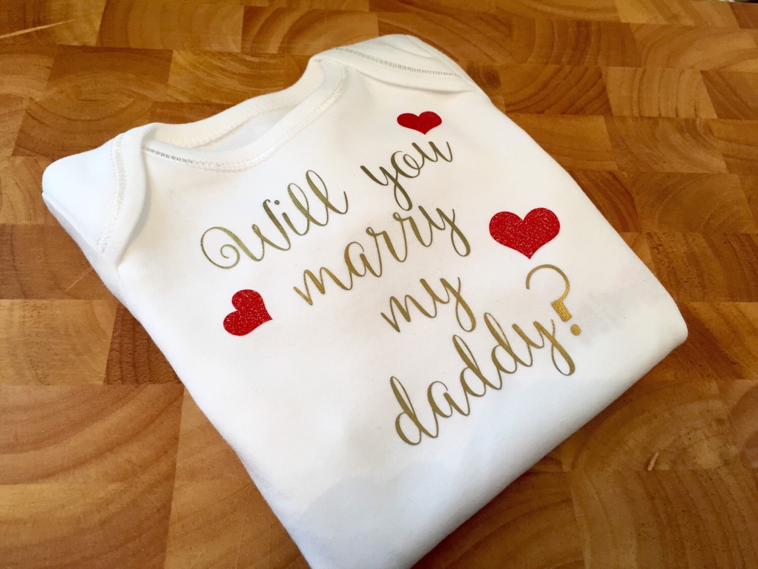 'Will You Marry My Mummy?' Baby Bodysuit – White, Short Sleeve, Poly Cotton – UK Made, Wedding Proposal Gift