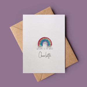Willkommen in der Welt / Neue Baby Luxus Regenbogen Karte