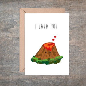 I Lava You Card - leuke en leuke liefdeskaart / vulkaan / valentijnsdag / jubileum