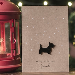 Vrolijk kerstfeest / Scottie / Luxe kaart / Gepersonaliseerd