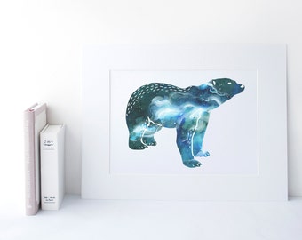 Polar Bear Art Print - Abstract Watercolour Painting - Wall Decor for the Home