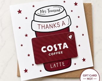 Gepersonaliseerde bedankkaart voor een latte leraar | Eindejaarscadeau leraar
