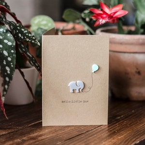 Olá pequenino / Novo cartão de luxo para bebê / Menina ou menino / Elefante
