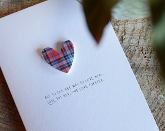 Maar haar zien was van haar houden; Love but her, and love forever / Luxe Schotse tartan hartkaart