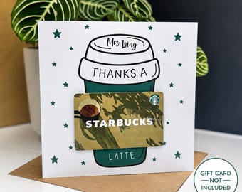 Gepersonaliseerde bedankkaart voor een latte leraar | Eindejaarscadeau leraar