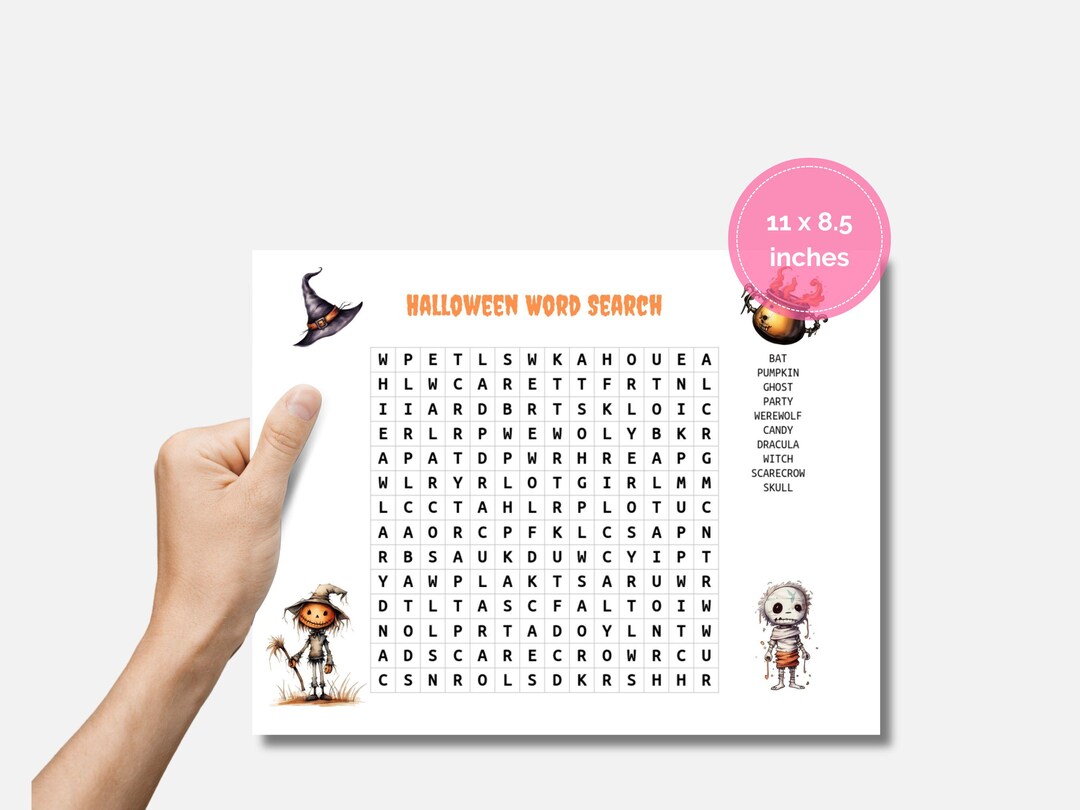 Halloween Word Search for Kids, Printable Halloween Activity - Etsy