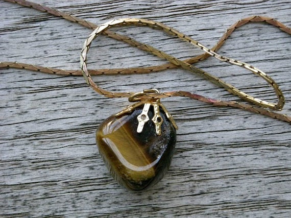 Tiger eye necklace, stone pendant necklace, tiger eye jewelry