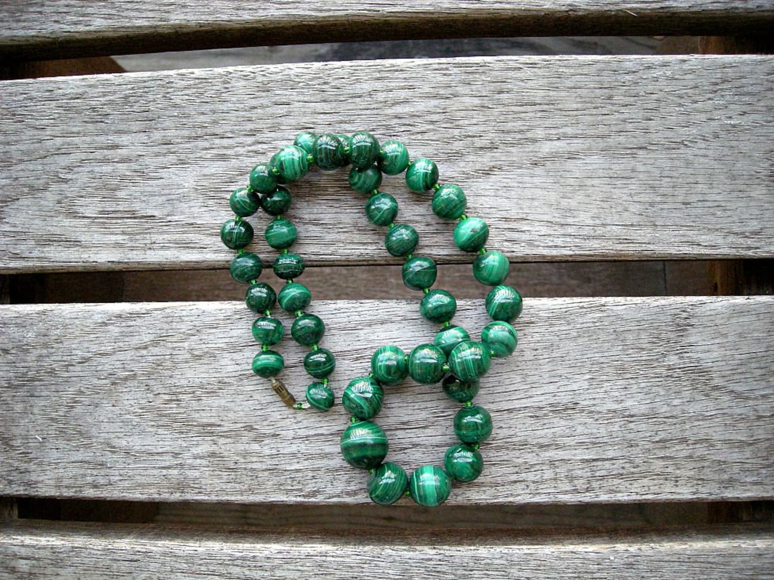 Malachite Necklace With Barrel Clasp Etsy