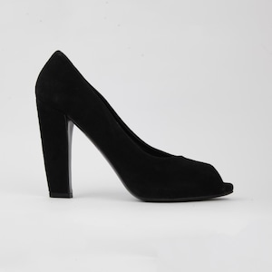 Scarpe Prada nere in suede peep toe tacco alto misura 36 eu