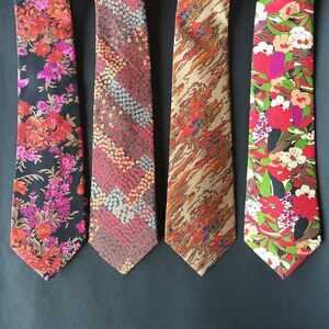 silk thai floral mod print colorful retro happy tie, Mens Neckties Ties, Designed Necktie, Silk Necktie, Mens Tie, Graphic Pattern Necktie