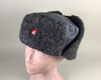 Russian Ushanka Hat Gray Soldier Winter 