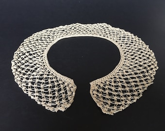 luxury handmade crochet lace collar ivory cotton detachable romantic bridal accessory wedding