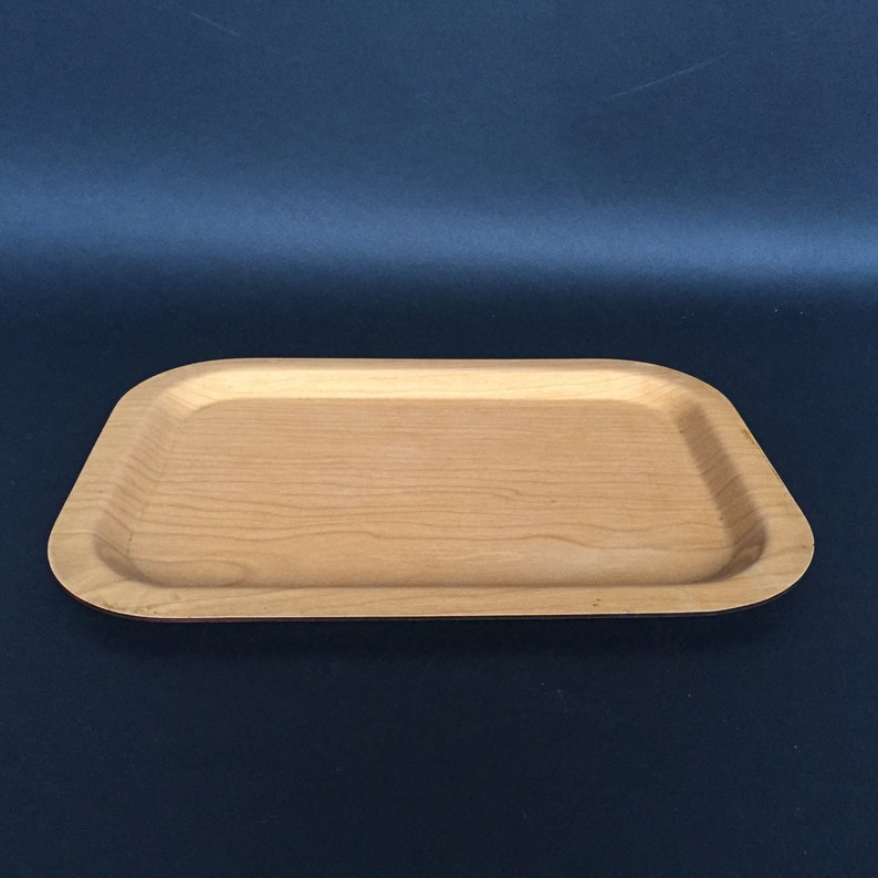 70's Wooden Plate Coffee Serving Tray Made in Slovenia, Vintage Mid Century Modern Christmas