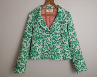 NOA NOA XL Floral Blazer, Green Pattern Cotton Jacket