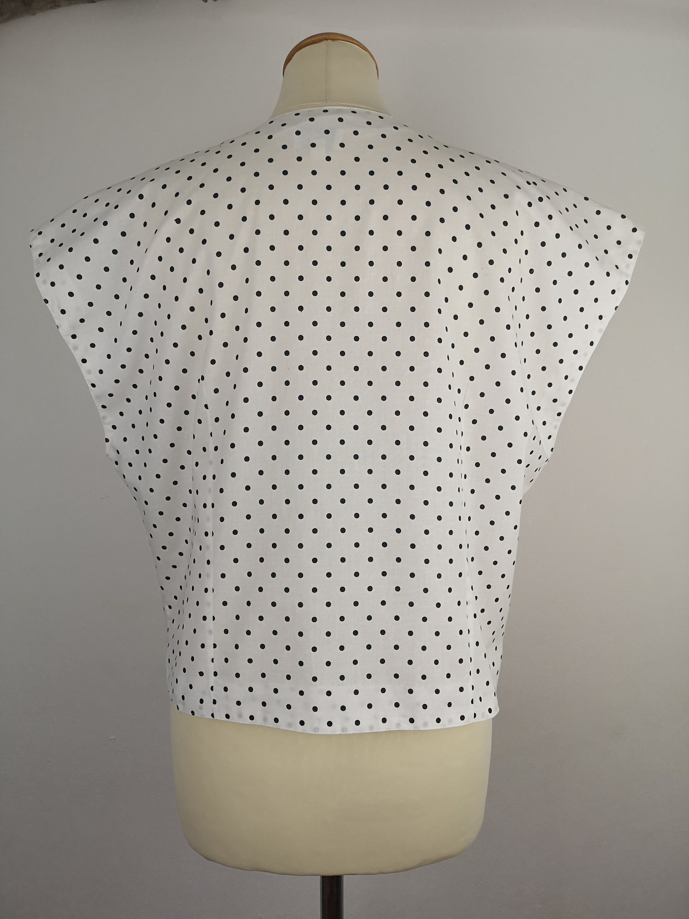 80s Vintage Black & White Polka Dot Blouse // Polo Shirt -  Israel
