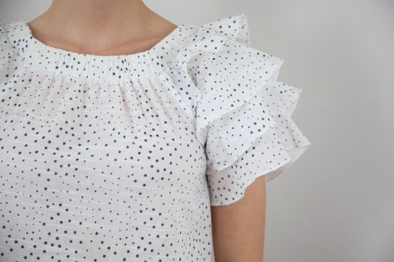 S Small ARTLOVE PARIS light cotton blouse short r… - image 5