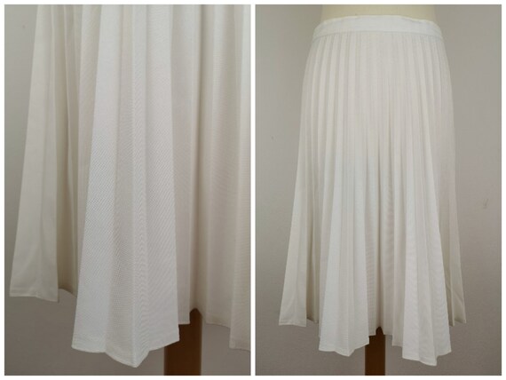 Vintage jaren 90 plisse Wit elegante eenvoudige rok midi Een lijn statement street style Bruiloft Prom rok S Small M medium Etsy Nederland