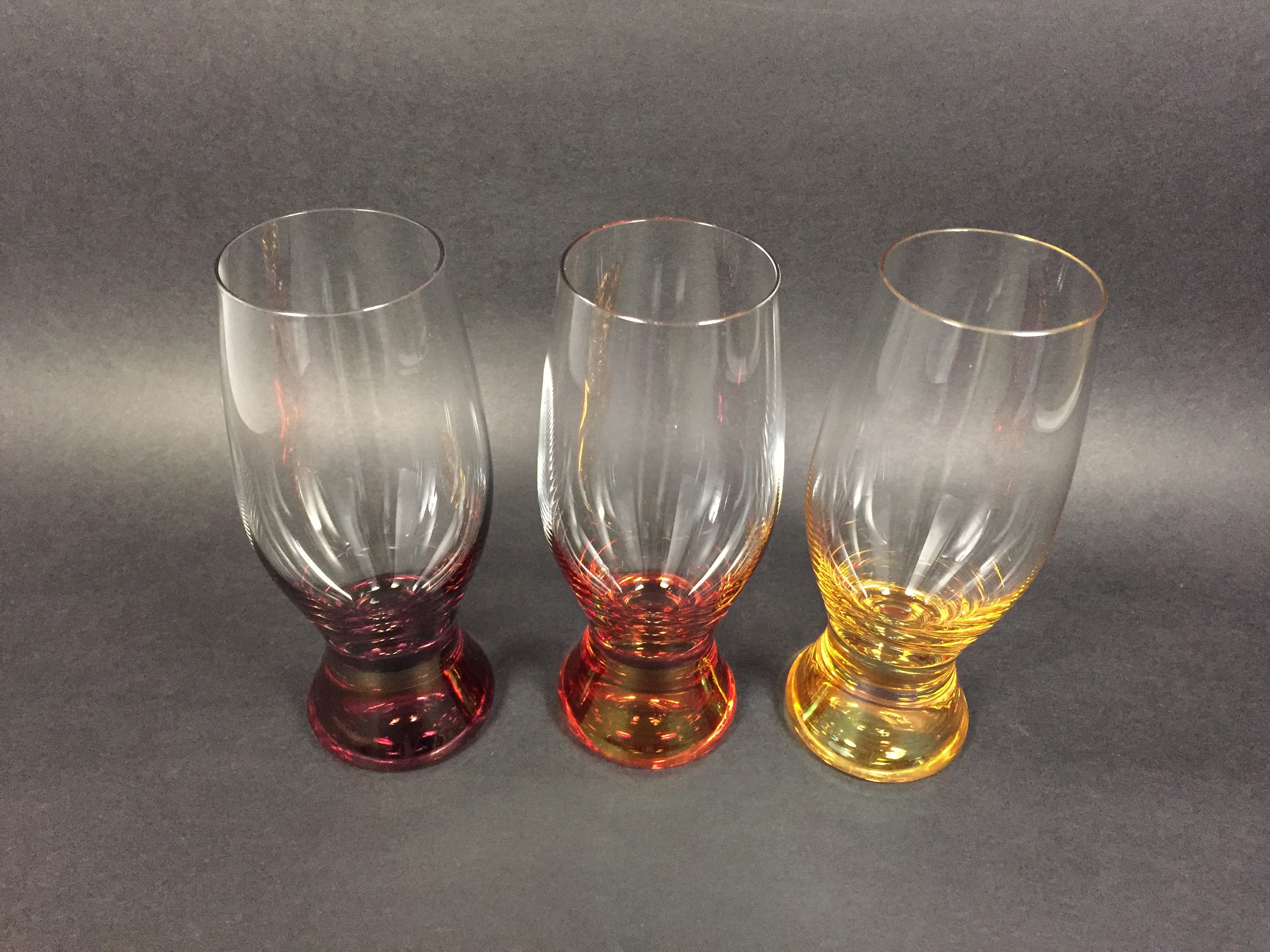 ROGAŠKA 80's Wine Crystal Clear Glasses Set 3 Colourful Vintage Wine