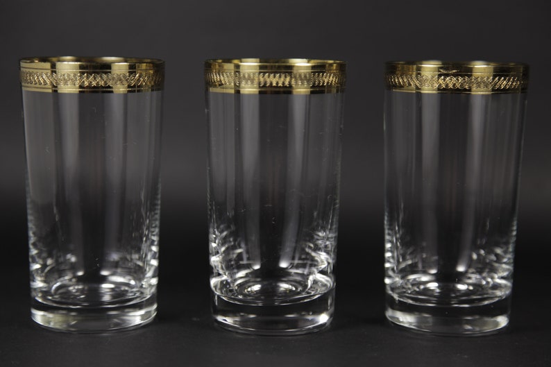 50's Wine Glasses With Gold Band Ornate Detail Set of 3 Etsy
