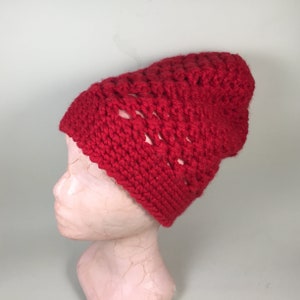 Red Knit Wool Unisex Winter Cap, Winter Hat Mens Beanie, Slouchy Women Beanie, Knitted hat, Slouchy Hat, Knit Hats, Wool Hat