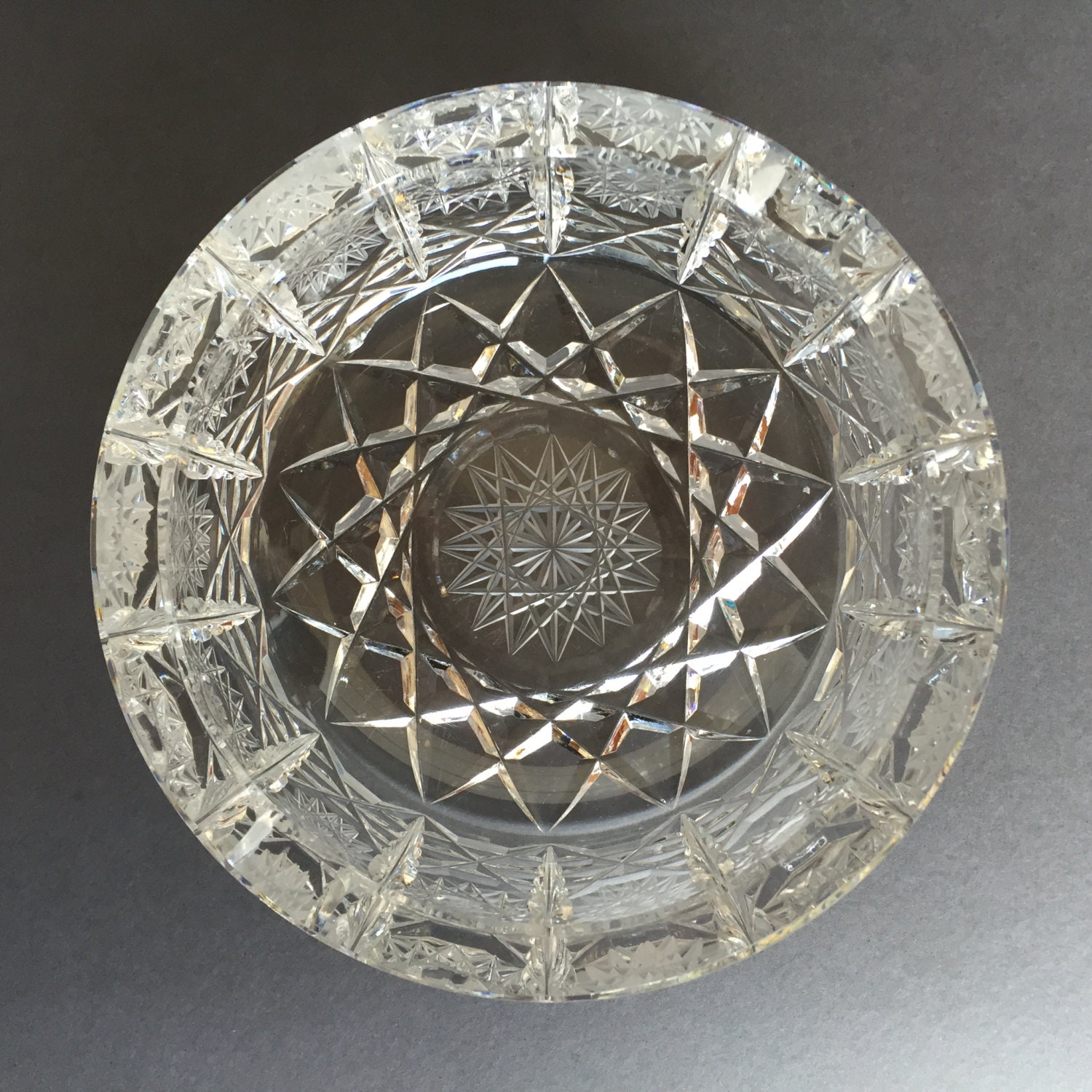 ROGAŠKA 70's Hand Cut Crystal Ashtray Made in Slovenia, Vintage