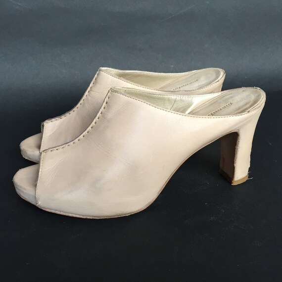 white high heel clogs