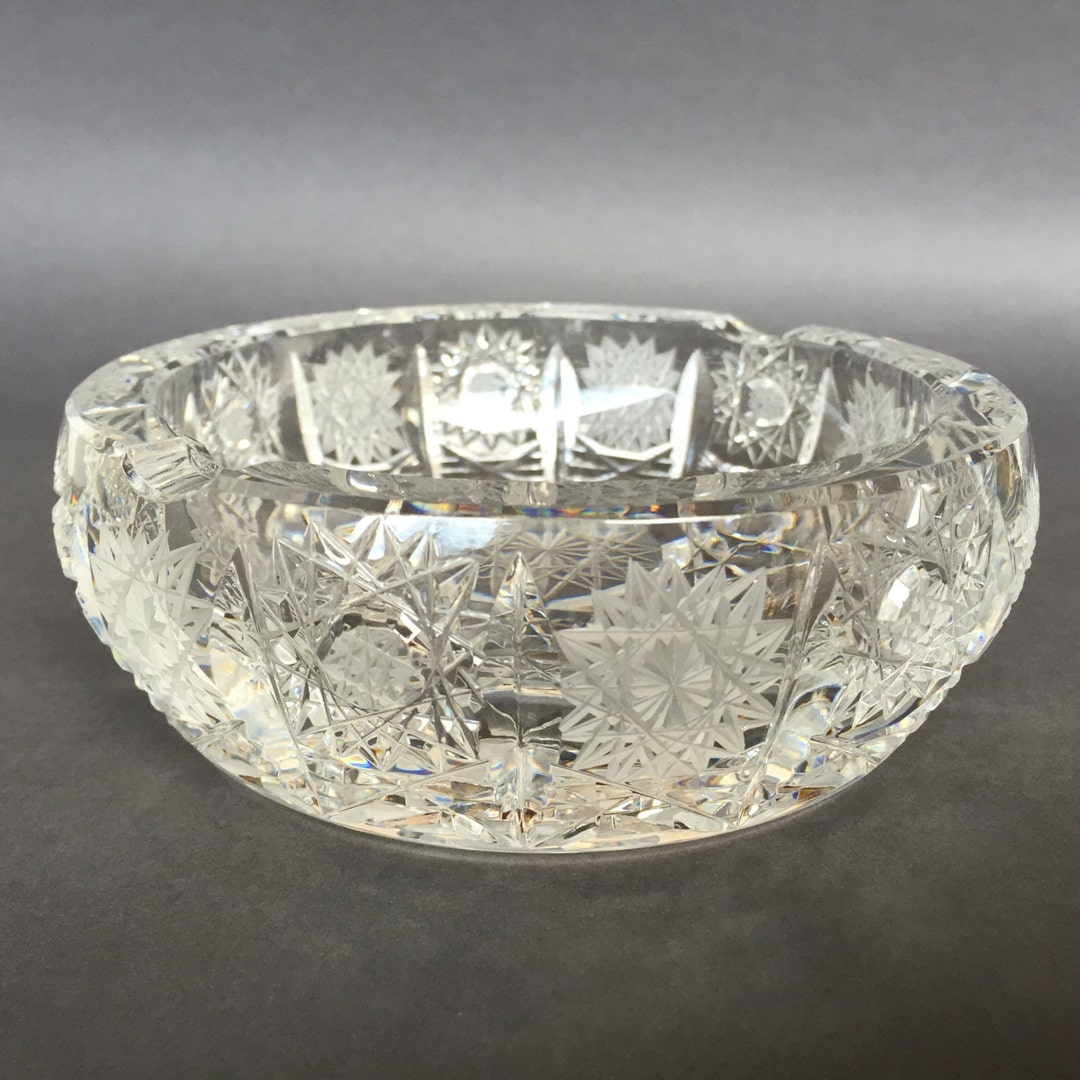 ROGAŠKA 70's Hand Cut Crystal Ashtray Made in Slovenia, Vintage