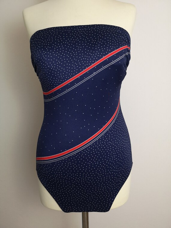 Vintage Robby Len Blue striped Bathing Suit 80s o… - image 2