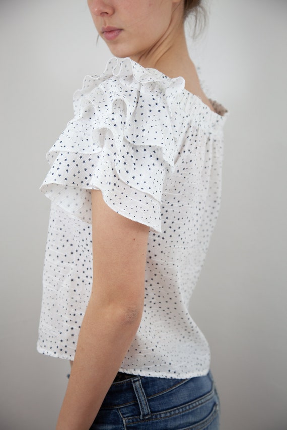 S Small ARTLOVE PARIS light cotton blouse short r… - image 4