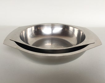 80s Two Stainless Steel Inox Food Bowls, vegetarian baking, Stainless Steel Serving Bowls with Handles, retro slovenian design kitchen
