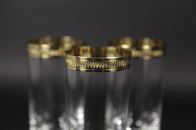 50's Wine Glasses With Gold Band Ornate Detail Set of 3 Etsy