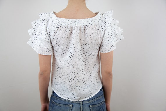 S Small ARTLOVE PARIS light cotton blouse short r… - image 7