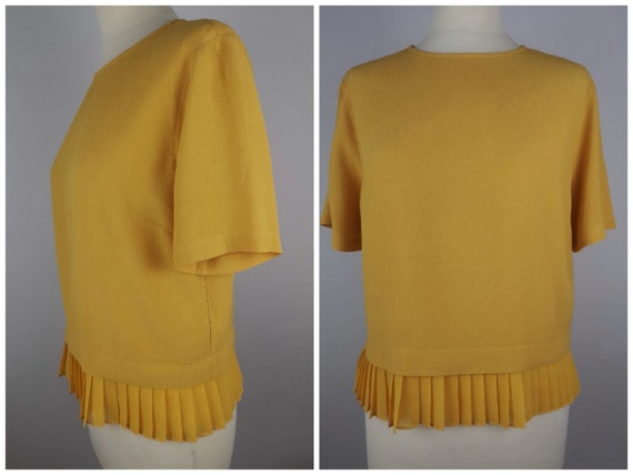Yellow Simple Minimalist Short Sleeve Studio Pleated Top Zara