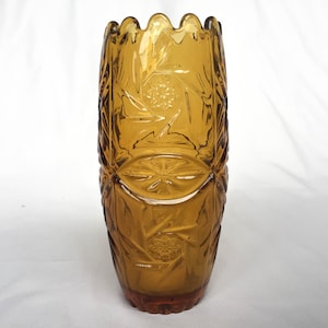 90&#39;s amber glass vase. Made in Yugoslavia. Vintage vase, retro home decor