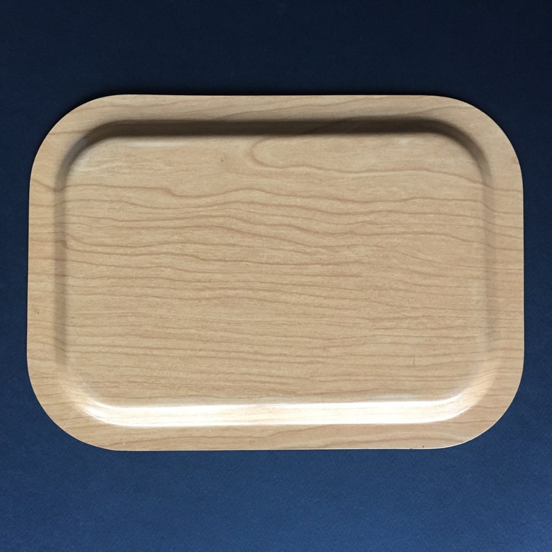 70's Wooden Plate Coffee Serving Tray Made in Slovenia, Vintage Mid Century Modern Christmas