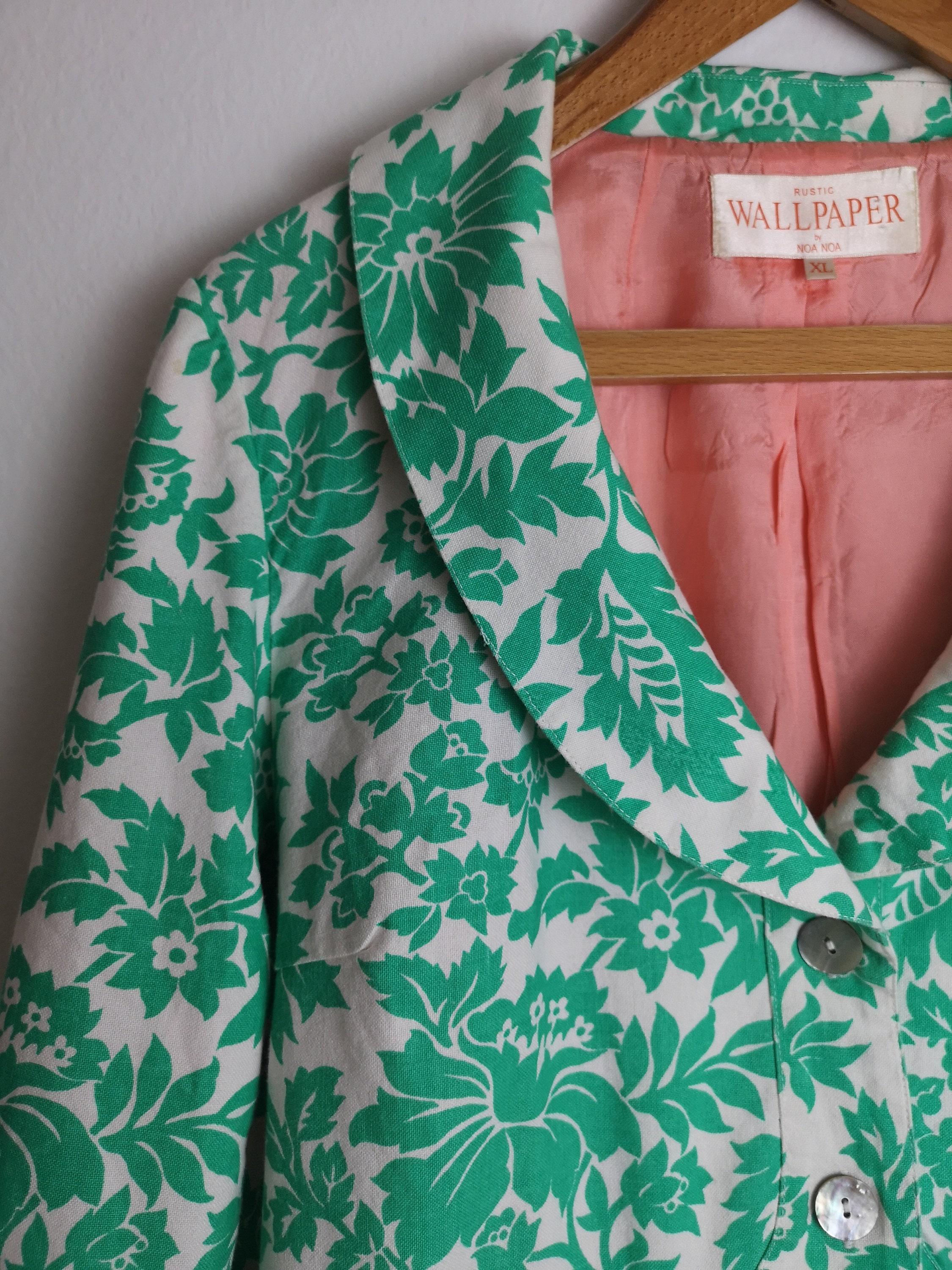 Vintage NOA NOA Wallpaper Fashion Green Pattern Slim Fit Elegant Style