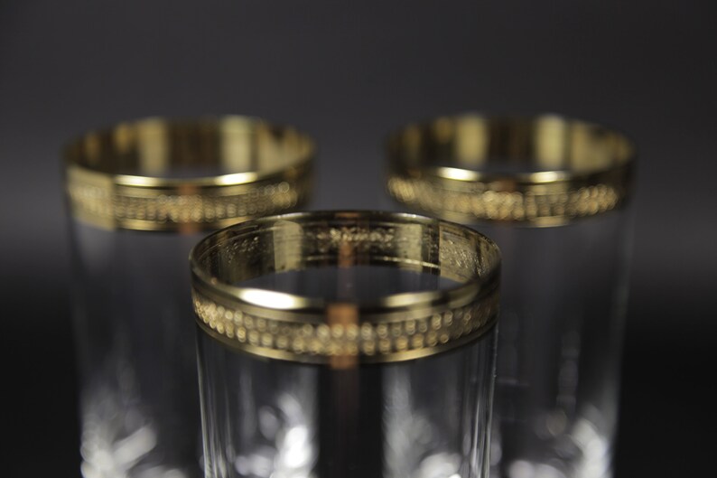 50's Wine Glasses With Gold Band Ornate Detail Set of 3 Etsy