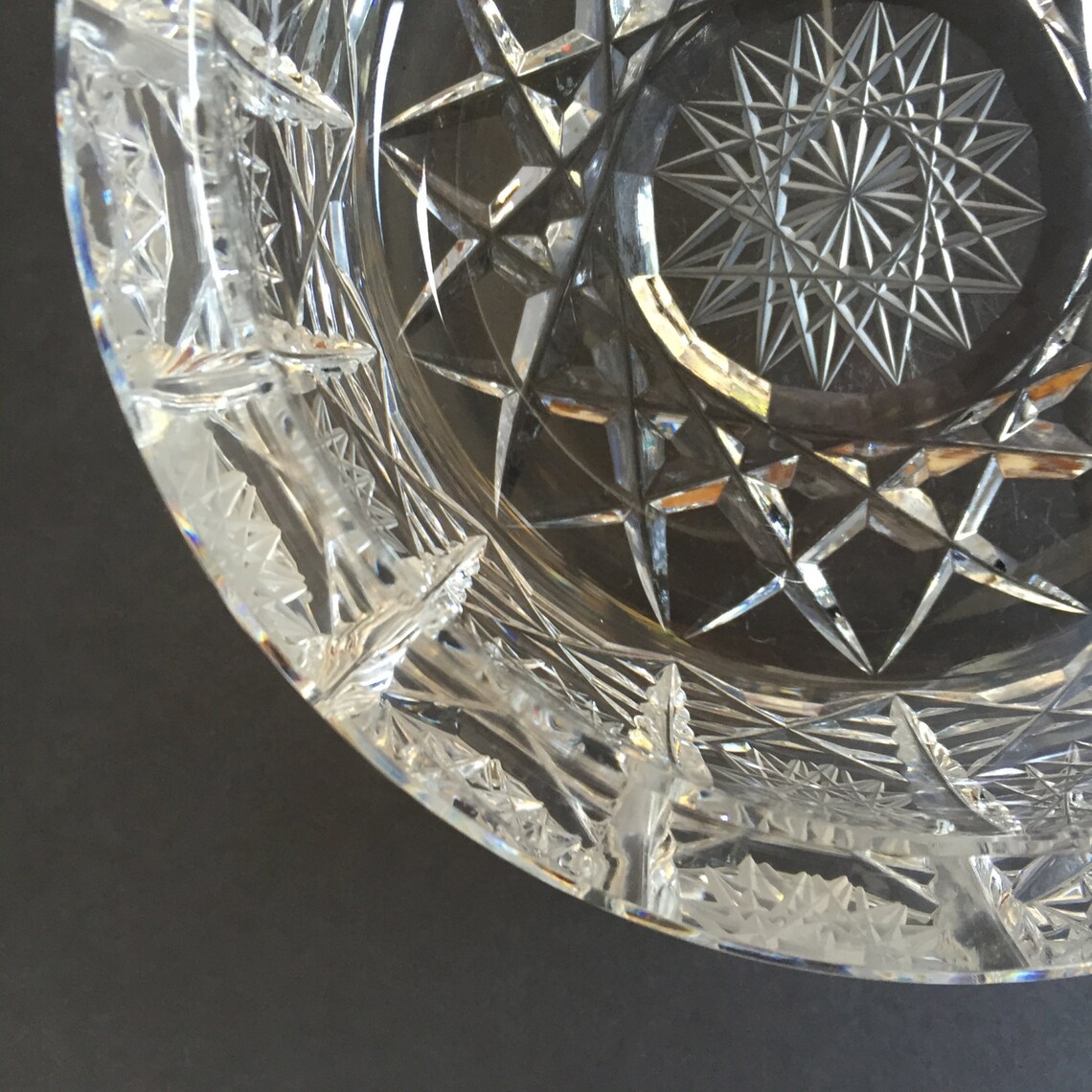 ROGAŠKA 70's Hand Cut Crystal Ashtray Made in Slovenia, Vintage