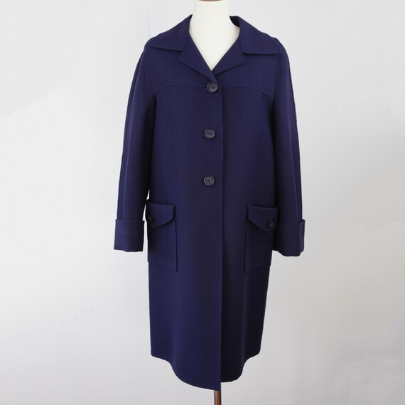 EMMEBI L Navy Wool Coat Made in Italy Minimalist Luxury 
