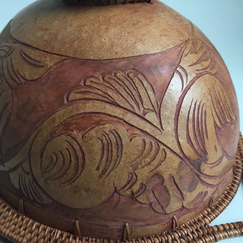 Carved Coconut Art Hand Made Native Bali Coco Resin Coconut Etsy