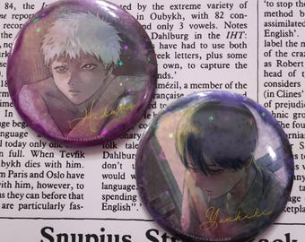 Hikaru & Yoshiki Pinback Buttons: BL Manga Couple Badges , The Summer Hikaru Died Pin Back Button (Set of 2)
