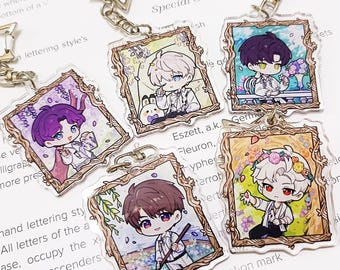 Amour et espace lointain (lot de 2 / lot de 5) Porte-clés Chibi : breloque pour sac Jardin des secrets