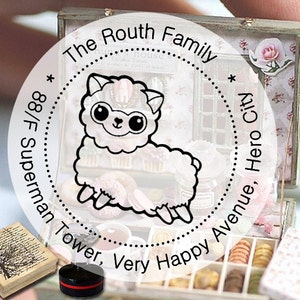 Little Lamb Sheep カスタムゴム印 / 木製マウントまたはセルフインク式 / 差出人住所 / 結婚式招待状 / Ex Libris