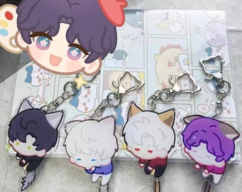 Lot de 2 porte-clés chibi amour et espace profond/porte-clés queue qui tourne