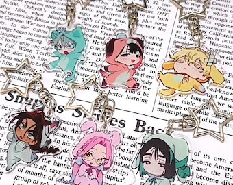 3 Stück x Alien Stage Chibi Schlüsselanhänger Kleine Schlüsselring Chailrm im Pyjamas Design