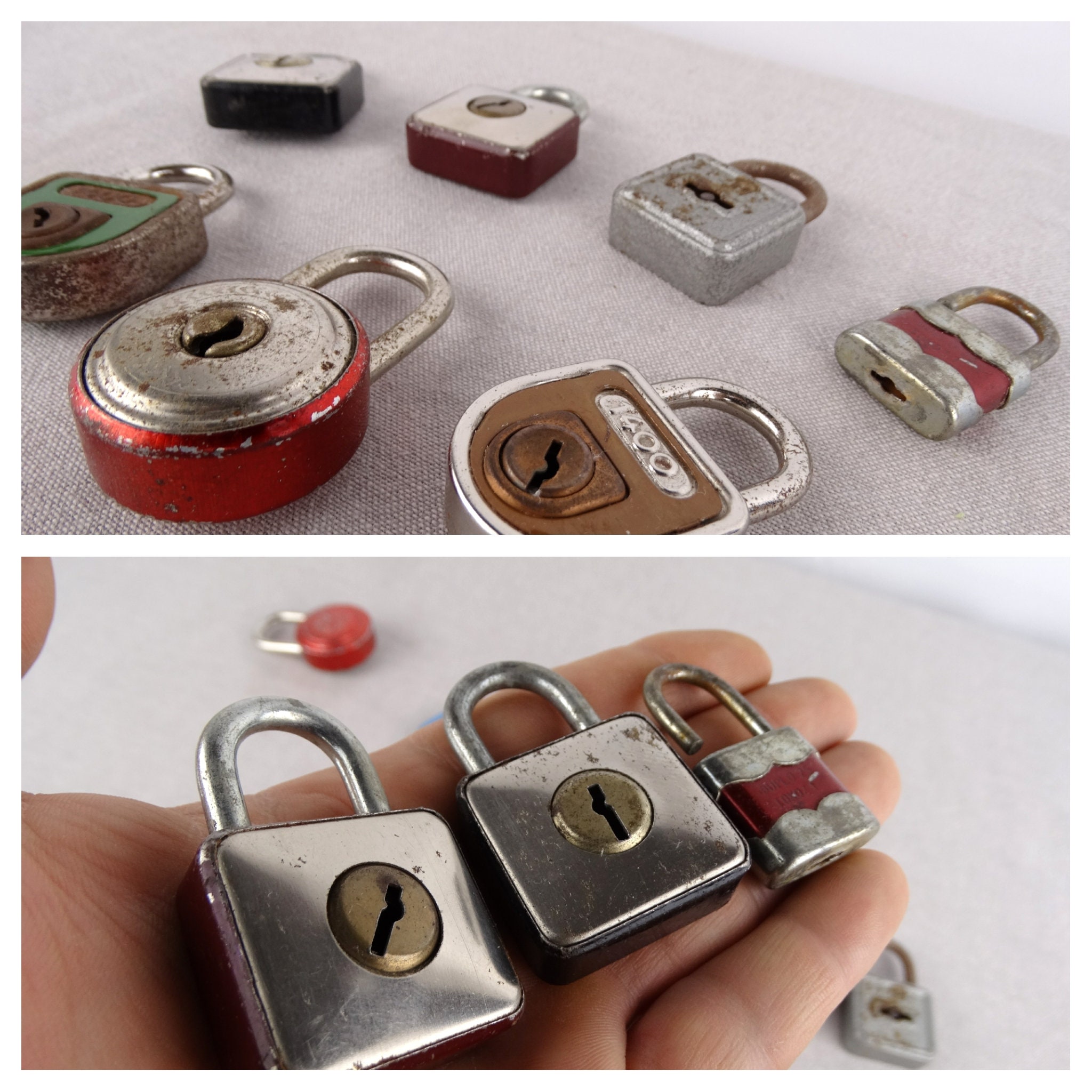 Vintage Padlock Collection, Old Padlocks Lot, Rustic Padlock, Round ...